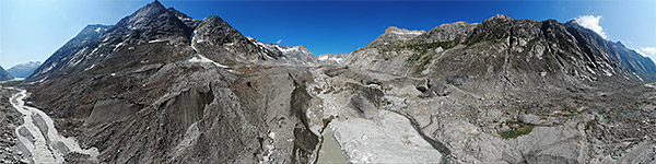 Gletscherende Unteraargletscher am 10.7.2019 (Luftaufnahme)