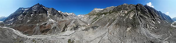Gletscherende des Unteraargletschers aus ca. 100m Höhe am 10.7.2019