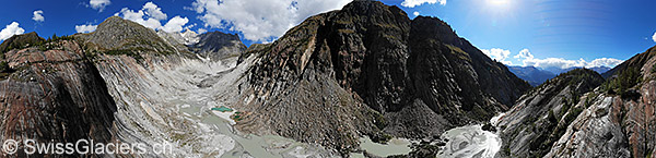 Gletscherschrammen am Fieschergletscher (Luftaufnahme)