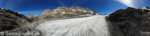 Kanderfirn: Zunge und Eisstrom am 19.7.2020 (Luftaufnahme)