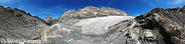 Kanderfirn: Zunge und proglaziale Seen am 19.7.2020 (Luftaufnahme)
