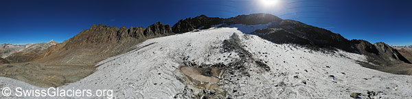 Nahansicht der Mulde im Muttgletscher am 29. September 2023