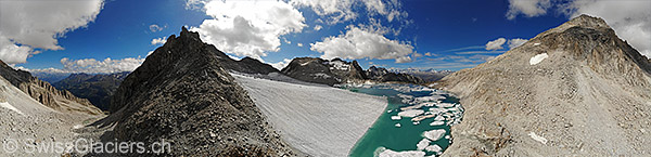 Proglazialer See am Chüebodengletscher (Luftaufnahme)