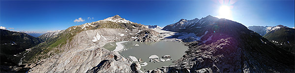 Luftaufnahme von Rhonegletscher und proglazialem See am 5.9.2019