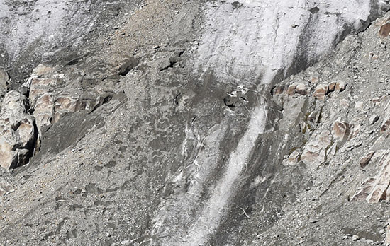 Tiefengletscher: Übergangsbereich Gletscher - bisherige Zunge am 28.9.2016