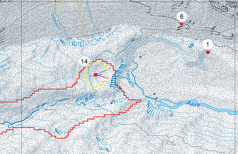Quelle Karte: Bundesamt für Landestopografie swisstopo. Distanz von Gitter zu Gitter: 1km.