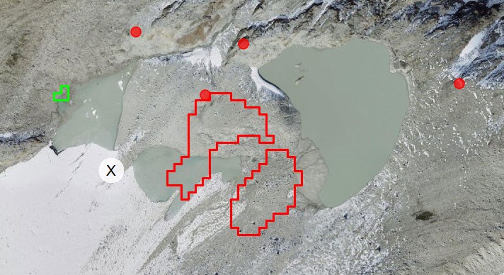 Quelle Karte: Bundesamt für Landestopografie swisstopo. Das Orthofoto zeigt die Situation im Sommer 2022.
